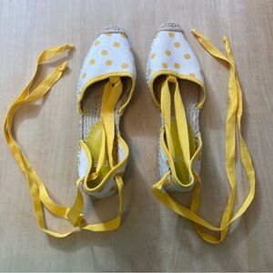 Ras from Anthropologie Lace-up White+Yellow Espadrilles